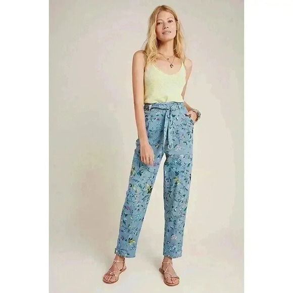 Anthropologie Victoria Floral Cargo Pants Size 4 - Picture 1 of 15